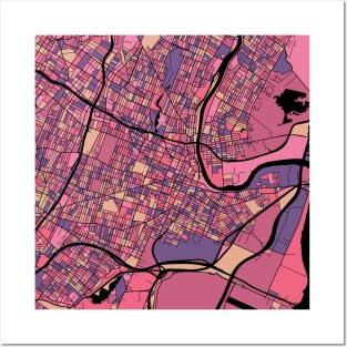Newark Map Pattern in Purple & Pink Posters and Art